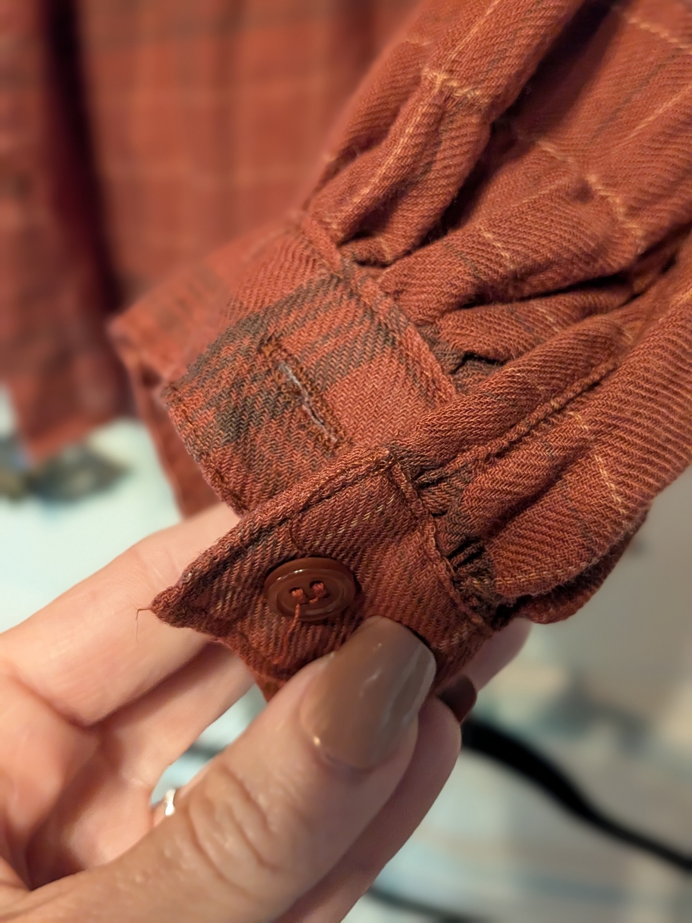 Max Studio Ruffle-Yoke Button-Front Blouse in Rust - Picture 7 of 11